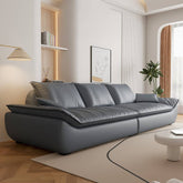 Luxurious Gray Pine Wood Sofa with Latex Down Cushions and Leathaire Finish hatx-1024