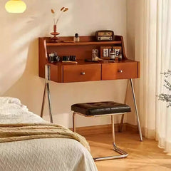 Stylish Dual-Purpose Cherry Wood Makeup Table & Nightstand with Sleek Design hby-4599