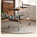 Elegant Cherry Wood and Stainless Steel Serving Cart – Perfect for Home Entertaining and Stylish Storage hby-4602