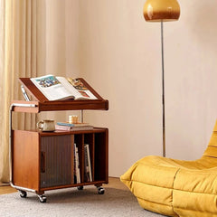 Stylish Cherry Wood Coffee Table with Stainless Glass Top and Storage - Vintage Home Décor Accent hby-4604