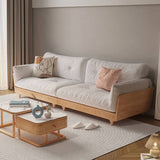 Elegant Off White Sofa with Oak Wood Frame and Plush Goose Down Fill hbzwg-631
