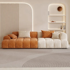 Stylish Two-Tone Brushed Fabric Sofa - Perfect for Modern Living Rooms hfcjp-4009