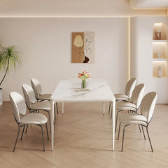 Sleek Marble & Aluminum Alloy Dining Table – Modern Elegance hfcjp-4010