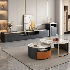 Elegant Marble Coffee Table Set with Gold Accents – Modern Look hfcjp-4011