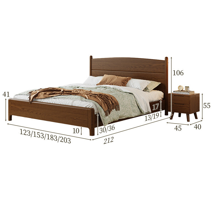 Elegant Solid Brown Ash Pine Wood Bed Frame - Durable & Stylish hglna-1454 Elegant Solid Brown Ash Pine Wood Bed Frame - Durable & Stylish hglna-1454