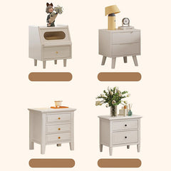 Stylish White Rubber Wood Nightstand with Glass & Ash Wood Accents hglna-1457