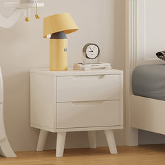 Stylish White Rubber Wood Nightstand with Glass & Ash Wood Accents hglna-1457