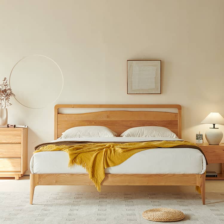 Modern Cal King Ash Wood Bed Frame Sturdy & Durable Design for Your Room Comfort hjhms-1048 Modern Cal King Ash Wood Bed Frame Sturdy & Durable Design for Your Room Comfort hjhms-1048