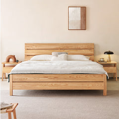 Modern Cal King Wooden Bed Frame Ash Wood Queen Size Design for Stylish Bedrooms hjhms-1563