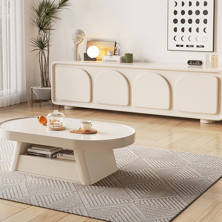 51‘’ Oval Coffee Table in Beige with Storage - Modern Design for LIvingroom hjl-1189 51‘’ Oval Coffee Table in Beige with Storage - Modern Design for LIvingroom hjl-1189