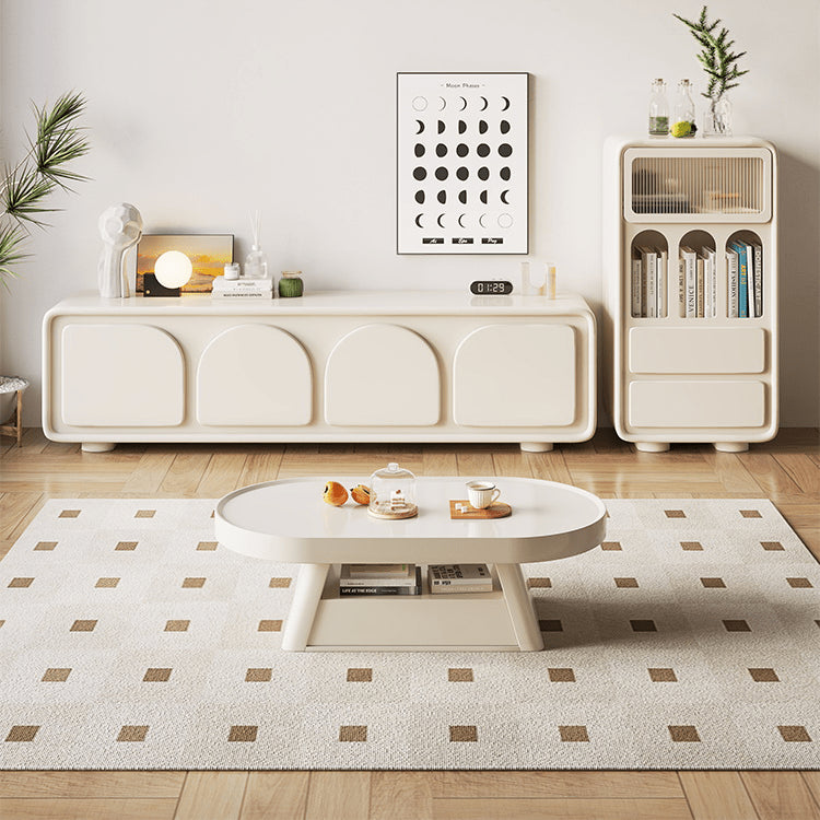 51‘’ Oval Coffee Table in Beige with Storage - Modern Design for LIvingroom hjl-1189 51‘’ Oval Coffee Table in Beige with Storage - Modern Design for LIvingroom hjl-1189