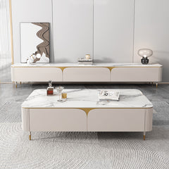 Modern Sintered Stone Coffee Table White Rectangle with Storage - Perfect for LIvingroom hjl-1205