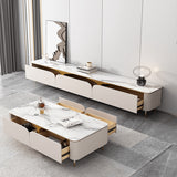 Modern Sintered Stone Coffee Table White Rectangle with Storage - Perfect for LIvingroom hjl-1205