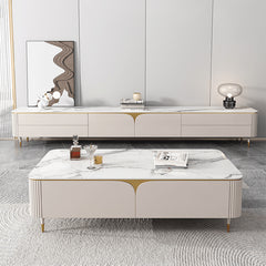 Modern Sintered Stone Coffee Table White Rectangle with Storage - Perfect for LIvingroom hjl-1205