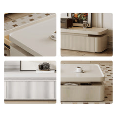 Elegant Pine Wood Coffee Table Rectangle with Large Drawer Storage - Modern for Living Room hjl-1224