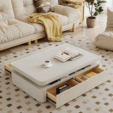 Elegant Pine Wood Coffee Table Rectangle with Large Drawer Storage - Modern for Living Room hjl-1224