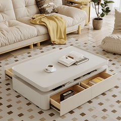 Elegant Pine Wood Coffee Table Rectangle with Large Drawer Storage - Modern for Living Room hjl-1224