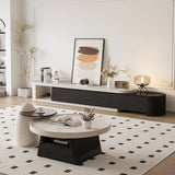 Modern Round Coffee Table in Elegant White and Black Finish with Storage - Perfect for Stylish Living Room hjl-1226