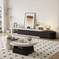 Modern Round Coffee Table in Elegant White and Black Finish with Storage - Perfect for Stylish Living Room hjl-1226