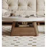 Round Solid Wood Coffee Table with 2-pieces set - Modern Cozy for Livingroom hjl-1230