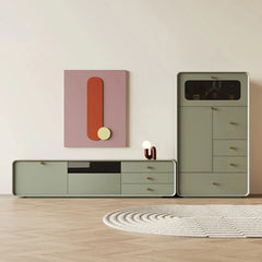 Modern Minimalist TV Cabinet in Stylish Green with Storage Drawers - Perfect for Contemporary Living Rooms hko-4607