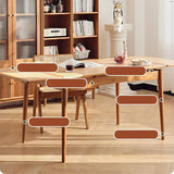 Extendable Rectangular Cherry Wood Dining Table in Natural Wood Color for 6 hldmz-711
