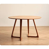 Round Cherry Wood Dining Table with Double Pedestals for 4-6 Person hldmz-712