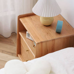 Elegant Cherry Wood Nightstand with Copper Accents for Sophisticated Bedroom Decor hldmz-735