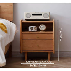 Elegant Cherry Wood Nightstand with Copper Accents for Sophisticated Bedroom Decor hldmz-735