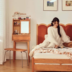 Elegant Cherry Wood Makeup Vanity with Plywood and Glass Features hldmz-737