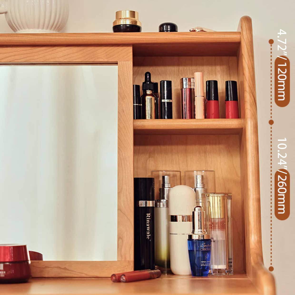 Elegant Cherry Wood Makeup Vanity with Plywood and Glass Features hldmz-737 Elegant Cherry Wood Makeup Vanity with Plywood and Glass Features hldmz-737