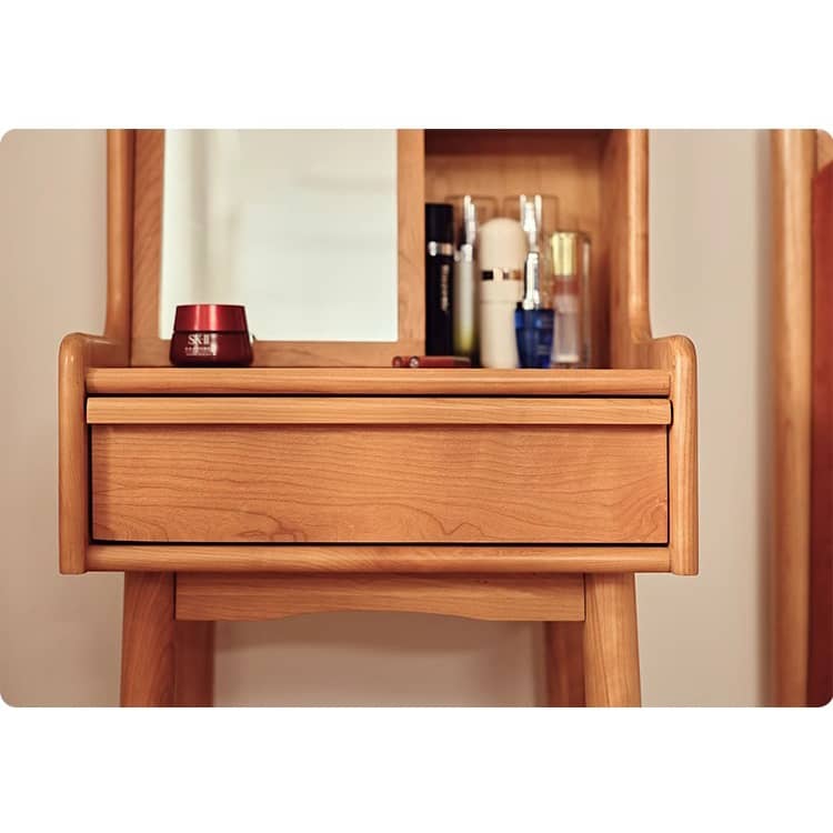 Elegant Cherry Wood Makeup Vanity with Plywood and Glass Features hldmz-737 Elegant Cherry Wood Makeup Vanity with Plywood and Glass Features hldmz-737