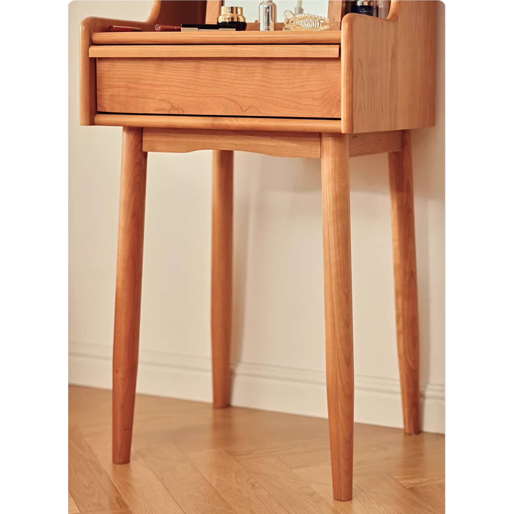 Elegant Cherry Wood Makeup Vanity with Plywood and Glass Features hldmz-737 Elegant Cherry Wood Makeup Vanity with Plywood and Glass Features hldmz-737