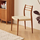 Modern Cherry Wood Dining Chair with Handwoven Kraft Paper Rope Seat for Diningroom hldmz-739