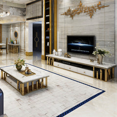Luxury Modern TV Stand – Solid Wood, Marble, and Stainless Steel Entertainment Center hlkwd-4109