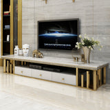 Luxury Modern TV Stand – Solid Wood, Marble, and Stainless Steel Entertainment Center hlkwd-4109