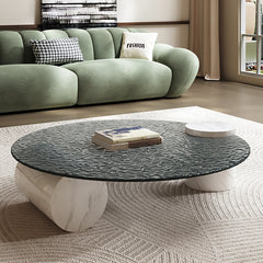 Elegant Marble & Tempered Glass Coffee Table - Modern Living Room Centerpiece hlkwd-4112
