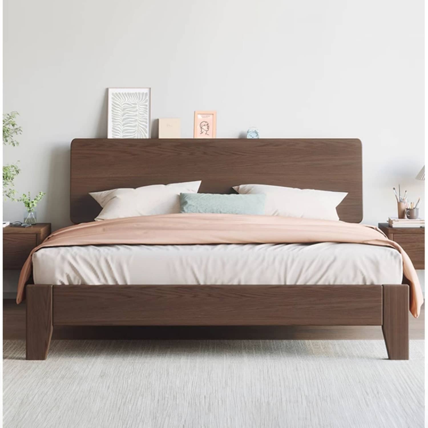 Luxurious Solid Brown Rubberwood Pine Bed Frame - Stylish & Durable Design hmak-236 Luxurious Solid Brown Rubberwood Pine Bed Frame - Stylish & Durable Design hmak-236