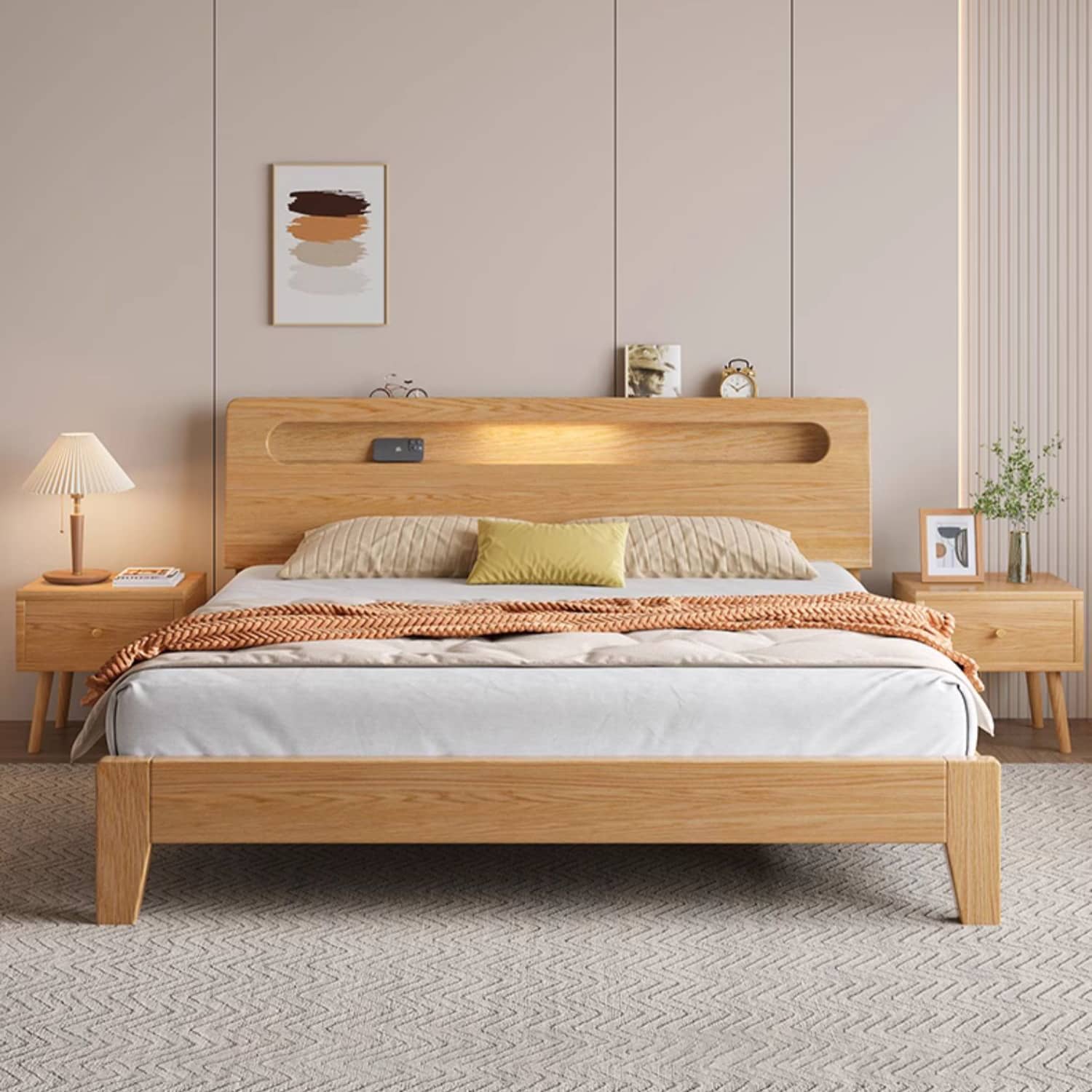 Premium Natural Rubber Wood Pine Bed Frame - Sturdy & Stylish Design hmak-237 Premium Natural Rubber Wood Pine Bed Frame - Sturdy & Stylish Design hmak-237