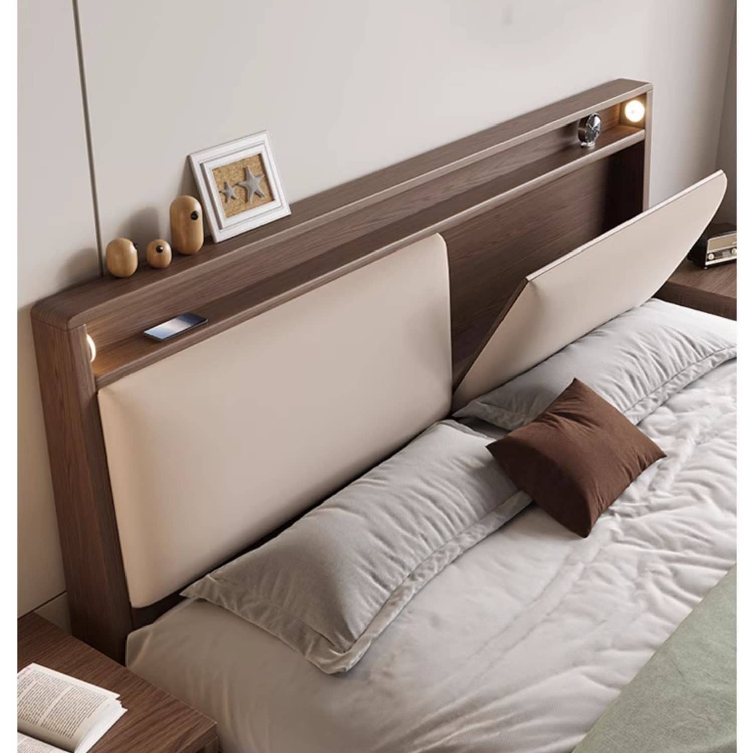 Luxurious Bed Frame in Brown Rubber Wood and Pine - Sturdy & Elegant Design hmak-240 Luxurious Bed Frame in Brown Rubber Wood and Pine - Sturdy & Elegant Design hmak-240
