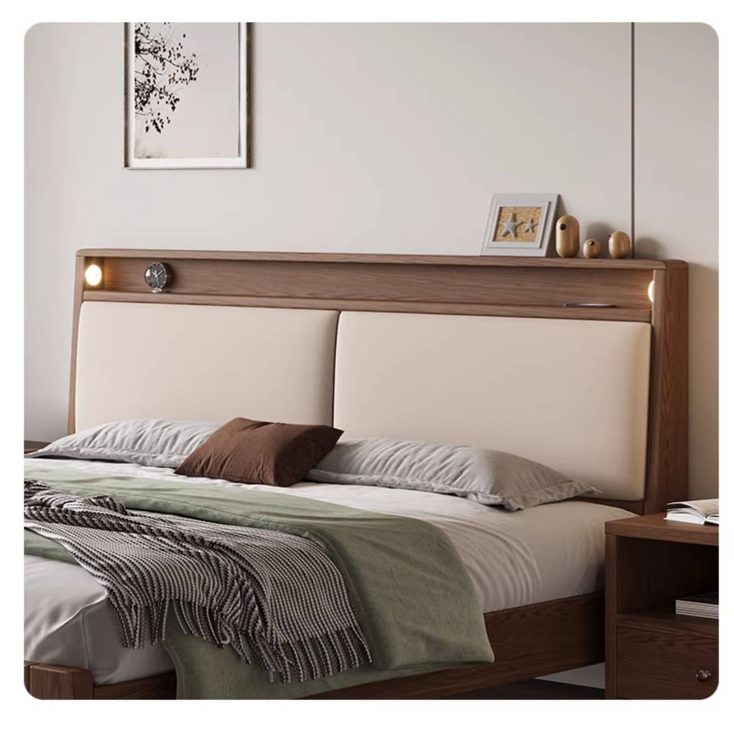 Luxurious Bed Frame in Brown Rubber Wood and Pine - Sturdy & Elegant Design hmak-240 Luxurious Bed Frame in Brown Rubber Wood and Pine - Sturdy & Elegant Design hmak-240