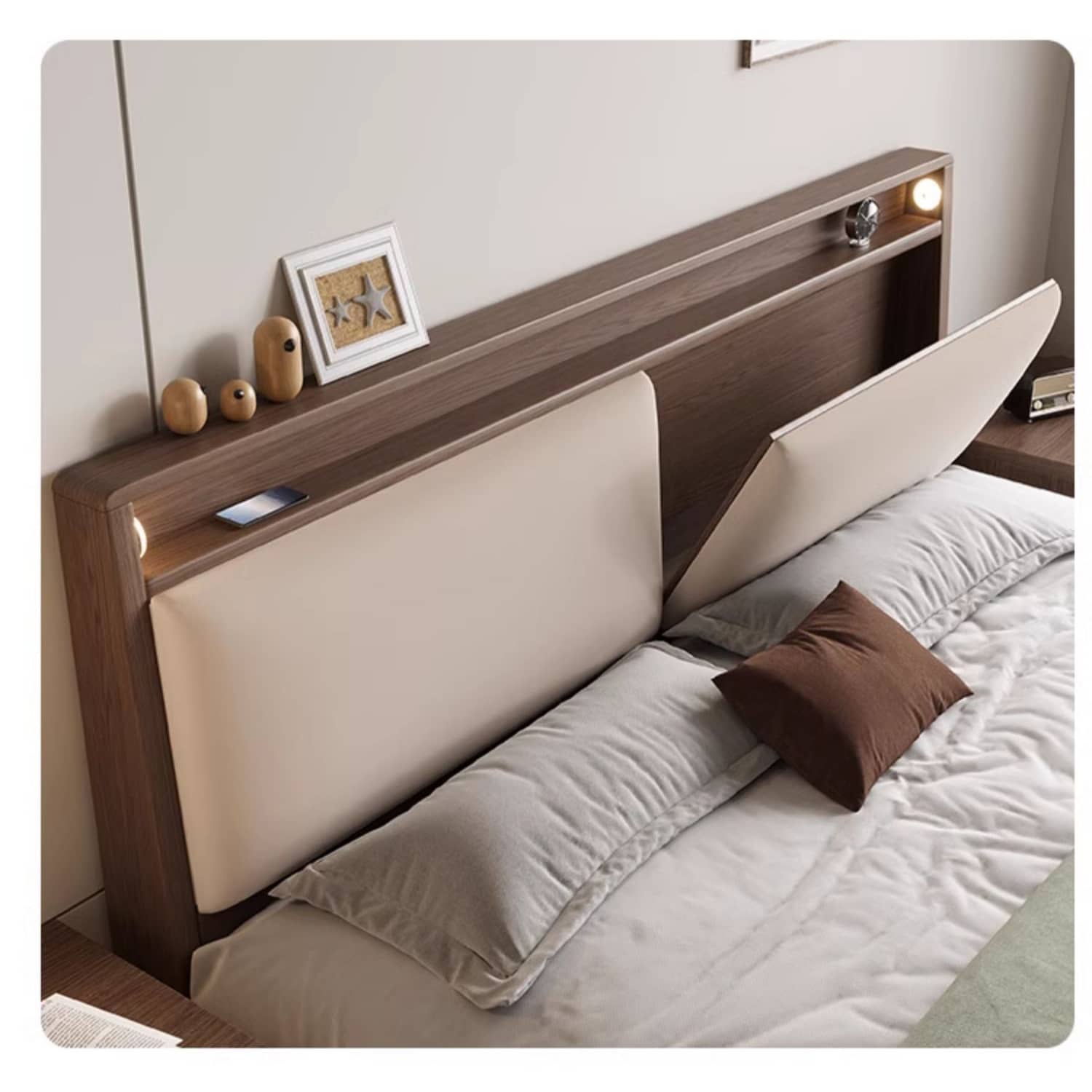 Luxurious Bed Frame in Brown Rubber Wood and Pine - Sturdy & Elegant Design hmak-240 Luxurious Bed Frame in Brown Rubber Wood and Pine - Sturdy & Elegant Design hmak-240