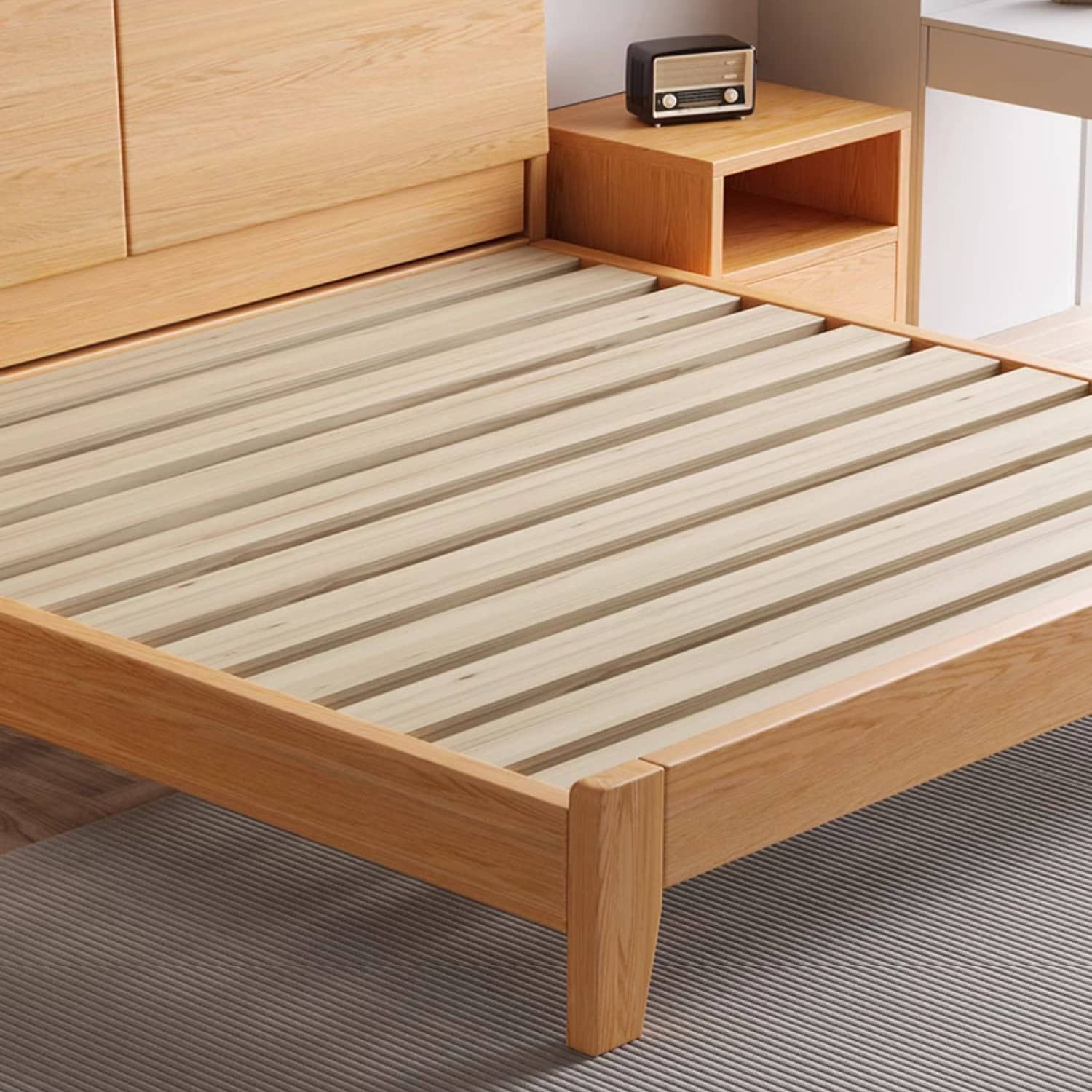 Charming Rubber Wood Pine Bed Frame in Natural Finish - Perfect for Any Bedroom Decor hmak-241 Charming Rubber Wood Pine Bed Frame in Natural Finish - Perfect for Any Bedroom Decor hmak-241