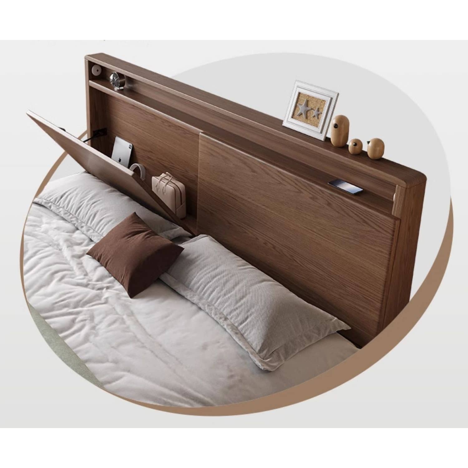 Stunning Bed Frame in Rich Brown Rubber Wood and Pine - Elegant Bedroom Upgrade hmak-242 Stunning Bed Frame in Rich Brown Rubber Wood and Pine - Elegant Bedroom Upgrade hmak-242