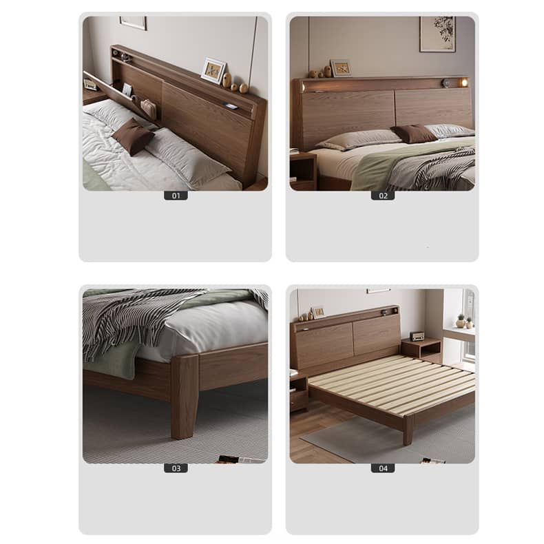 Stunning Bed Frame in Rich Brown Rubber Wood and Pine - Elegant Bedroom Upgrade hmak-242 Stunning Bed Frame in Rich Brown Rubber Wood and Pine - Elegant Bedroom Upgrade hmak-242