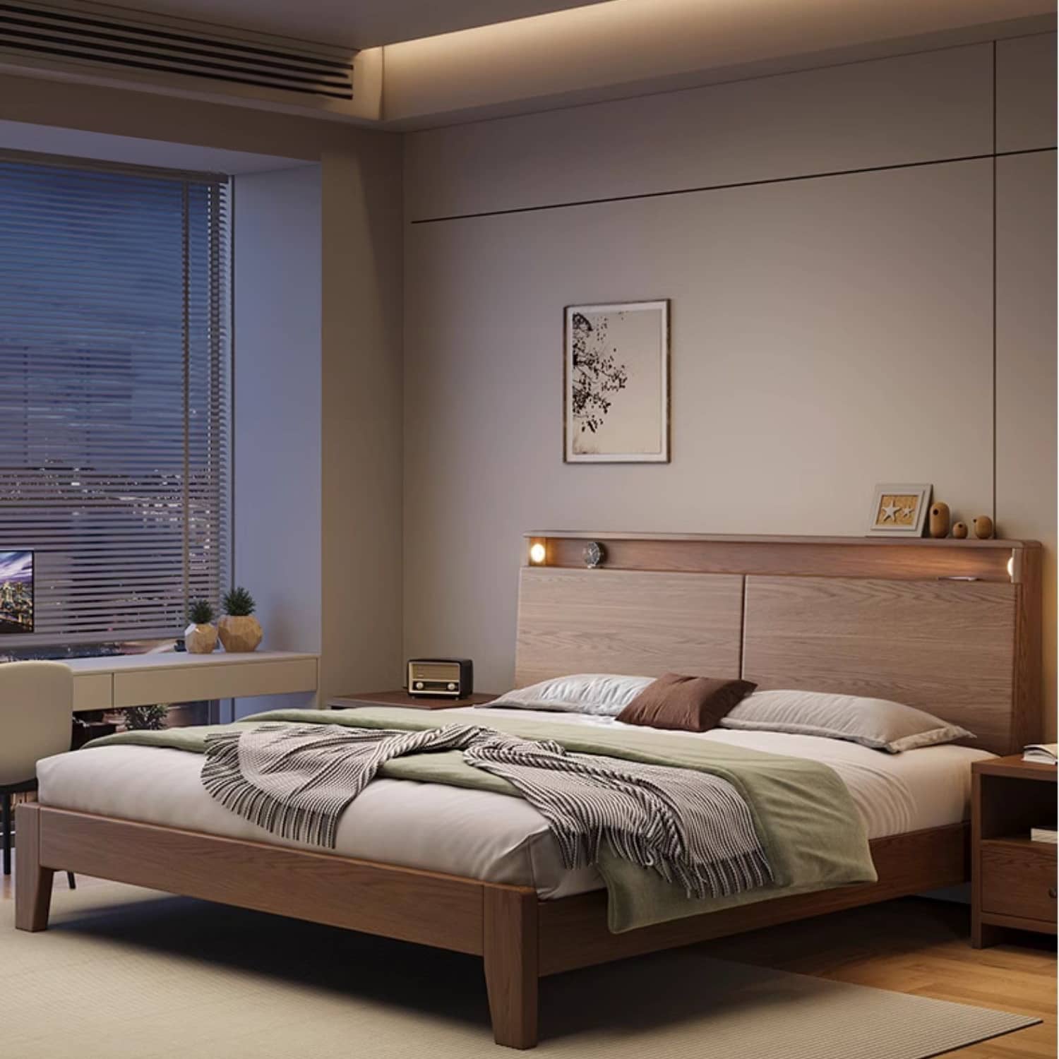 Stunning Bed Frame in Rich Brown Rubber Wood and Pine - Elegant Bedroom Upgrade hmak-242 Stunning Bed Frame in Rich Brown Rubber Wood and Pine - Elegant Bedroom Upgrade hmak-242