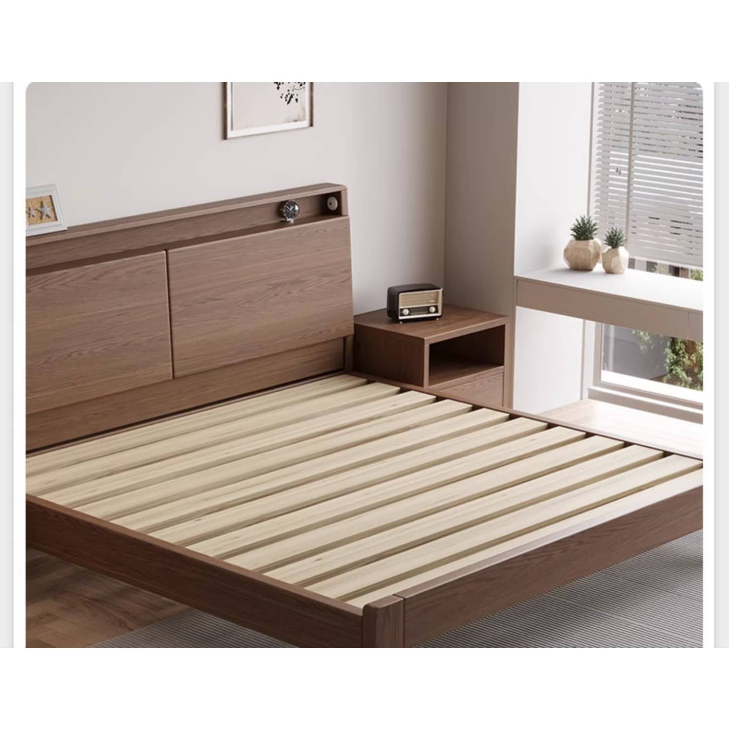 Stunning Bed Frame in Rich Brown Rubber Wood and Pine - Elegant Bedroom Upgrade hmak-242 Stunning Bed Frame in Rich Brown Rubber Wood and Pine - Elegant Bedroom Upgrade hmak-242
