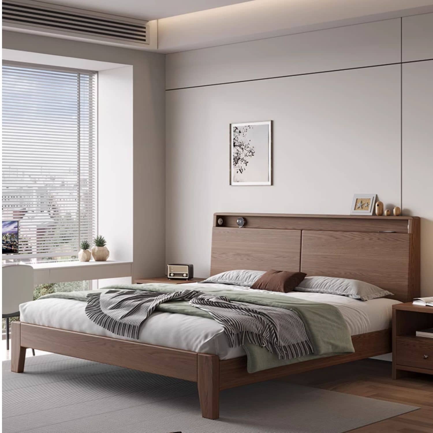 Stunning Bed Frame in Rich Brown Rubber Wood and Pine - Elegant Bedroom Upgrade hmak-242 Stunning Bed Frame in Rich Brown Rubber Wood and Pine - Elegant Bedroom Upgrade hmak-242