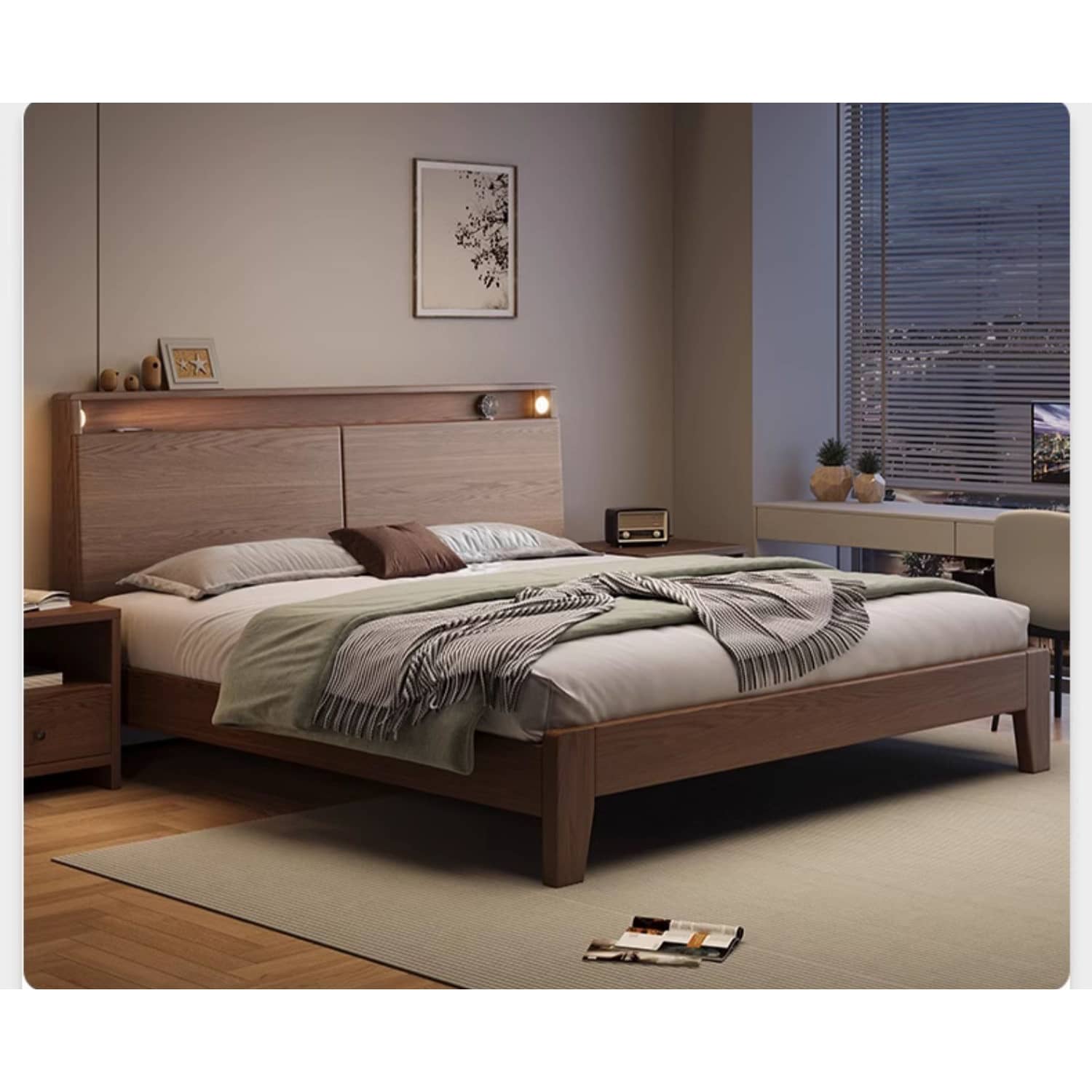 Stunning Bed Frame in Rich Brown Rubber Wood and Pine - Elegant Bedroom Upgrade hmak-242 Stunning Bed Frame in Rich Brown Rubber Wood and Pine - Elegant Bedroom Upgrade hmak-242