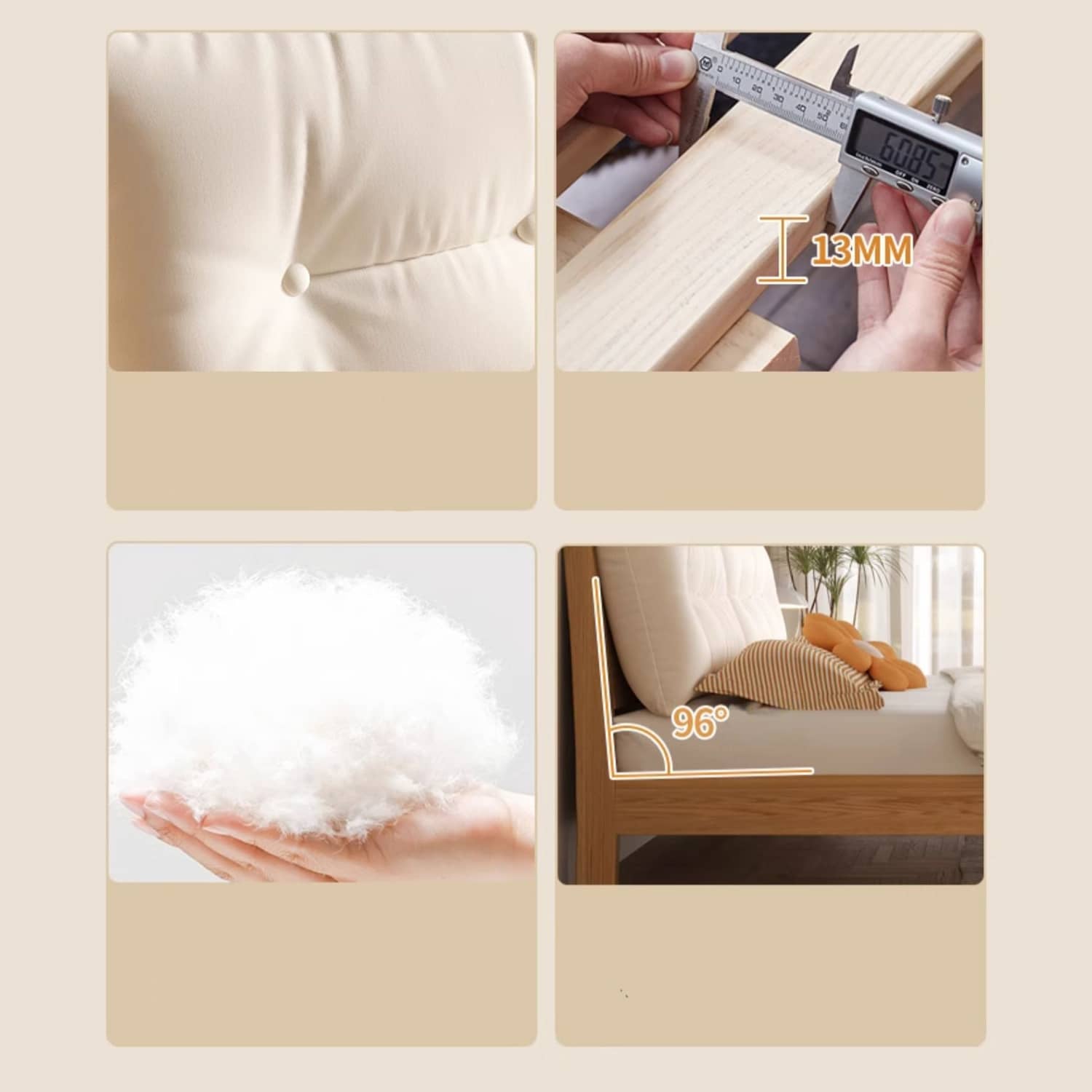 Natural Wooden Bed Frame - Rubber Wood & Pine Finish for a Timeless Look hmak-244 Natural Wooden Bed Frame - Rubber Wood & Pine Finish for a Timeless Look hmak-244